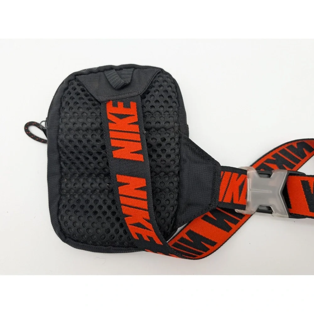 Nike Heritage Crossbody Sling Bag Unisex Small Black/Orange Mesh BA5871 010